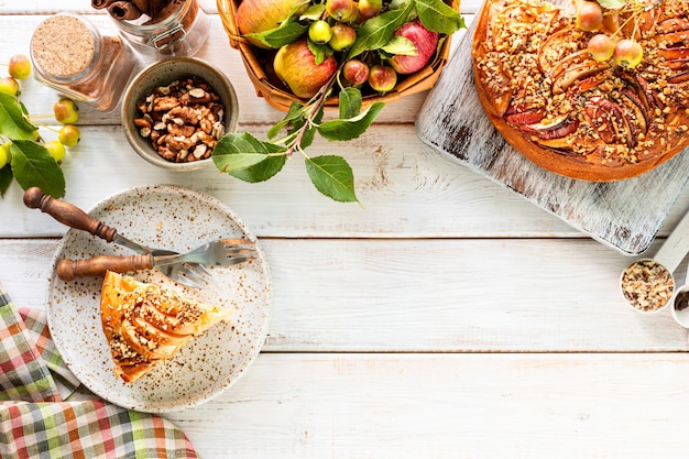 Fresh homemade dishes on wooden table